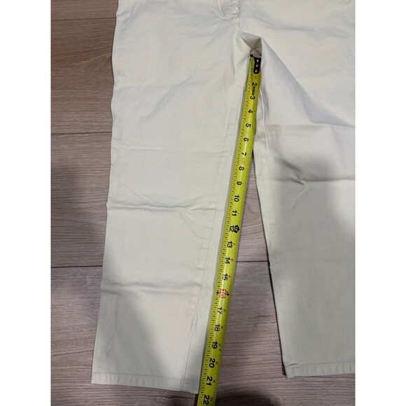 Lauren Ralph Lauren Petite Women's 8P Cropped Pants Cream High Rise Stretch Cott - Picture 3 of 10